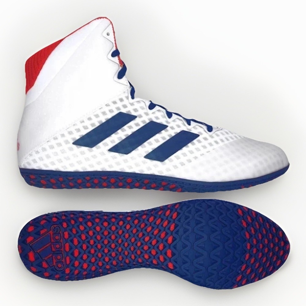 Adidas BC0533 Mat Wizard 4 Mens Size 11 Wrestling Shoes High Top White/Blue